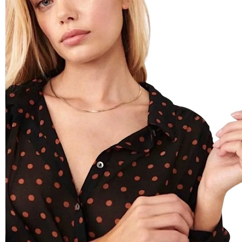FREE PEOPLE Ciara Polka Dot Button Up Shirt Blouse NEW!